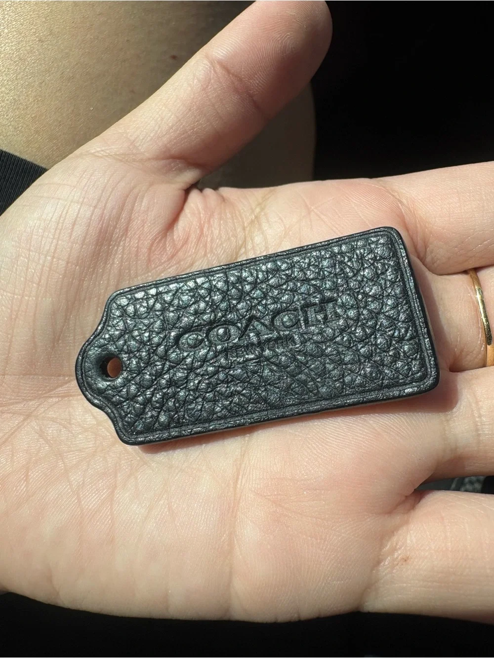 Coach Black Leather Bag Tag